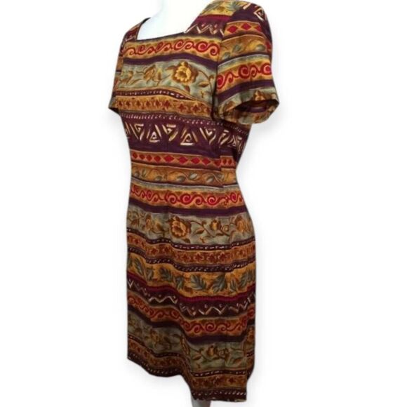 SAG HARBOR BURGUNDY, MUSTARD DRESS SZ.10 EUC. - Picture 4 of 8